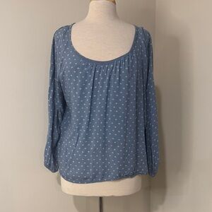 LOFT Blue and White Patterned Blouse